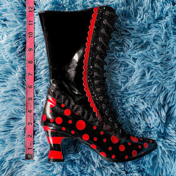 Funtasma Victorian 122 Red Polka Dot Fashion Boot - Picture 4 of 11
